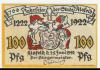 Alsfeld - Stadt - 25.6.1922 - 100 Pfennig 