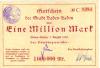 Baden-Baden - Stadt - 7.8.1923 - 1 Million Mark 