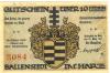 Ballenstedt - Stadt - 22.3.1921 - 10 Pfennig 