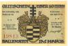 Ballenstedt - Stadt - 22.3.1921 - 10 Pfennig 
