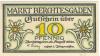 Berchtesgaden - Markt - 13.8.1920 - 10 Pfennig 