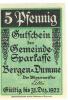 Bergen - Gemeinde(-Sparkasse) - - 31.12.1922 - 5 Pfennig 
