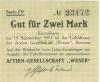 Bremen - AG Weser - - 19.9.1914 - 2 Mark 