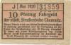 Chemnitz - Städtische Straßenbahn - Mai 1920 - 10 Pfennig 