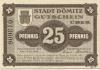 Dömitz - Sparkasse der Stadt - 1.6.1920 - 25 Pfennig 