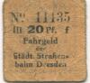 Dresden - Städtische Straßenbahn - -- - 20 Pfennig 