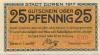 Düren - Stadt - 1.6.1917 - 25 Pfennig 