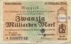 Elberfeld (heute: Wuppertal) - Stadt - 15.10.1923  - 20 Milliarden Mark 
