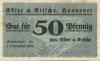 Hannover - Edler & Krische, Geschäftsbücherfabrik, Buch- und Steindruckerei - 1.9.1919 - 50 Pfennig