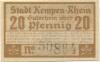 Kempen - Stadt - 9.3.1920 - 20 Pfennig 