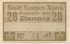 Kempen - Stadt - 9.3.1920 - 20 Pfennig 