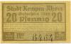 Kempen - Stadt - 9.3.1920 - 20 Pfennig 