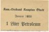 Kempten - Kommunal-Verband - Januar 1920 - 1 Liter Petroleum 