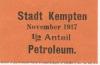 Kempten - Stadt - November 1917 - 1/2 Liter Petroleum 
