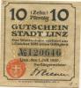 Linz - Stadt - 1.7.1920 - 10 Pfennig 