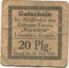 Lößnitz - Consumverein Vorwärts eGmbH - - 30.6.1921 - 20 Pfennig