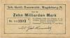 Magdeburg-Neustadt- Hauswaldt, Johann Gottlieb, Schokoladefabrik, Lübecker Str. 13 - -- - 10 Milliarden Mark 