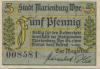 Marienburg (heute: PL-Malbork) - Stadt - -- - 5 Pfennig 