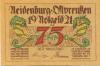 Neidenburg (heute: PL-Nidzica) - Stadt - November 1921 - 75 Pfennig 