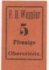 Obercrinitz (heute: Crinitzberg) - Wappler, F. Hermann, Gemischtwaren, Spitzenfabrikate - -- - 5 Pfennig 