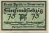 Pyritz (heute: PL-Pyrzyce) - Kreisbank - 1.4.1921 - 75 Pfennig 