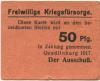 Quedlinburg - Freiwillige Kriegsfürsorge - 1917 - 50 Pfennig 