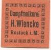 Rostock - Wiencke, H., Dampfmolkerei - - 31.3.1921 - 2 Pfennig 