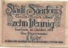 Saarlouis - Stadt - Oktober 1919 - 10 Pfennig 