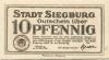 Siegburg - Stadt - 20.3.1921 - 10 Pfennig 