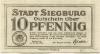 Siegburg - Stadt - 20.3.1921 - 10 Pfennig 