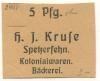 Spetzerfehn (heute: Großefehn) - Kruse, H. J., Kolonialwaren, Bäckerei - -- - 5 Pfennig 
