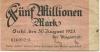 Suhl - Stadt - 30.8.1923 - 5 Millionen Mark 