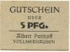 Vollmerhausen (heute: Gummersbach) - Potthoff, Albert, Lebensmittel - -- - 5 Pfennig 