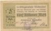 Wallersdorf- Gemeinde - September 1923 - 5 Millionen Mark 