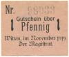 Witten - Stadt - November 1919 - 1 Pfennig 