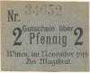 Witten - Stadt - November 1919 - 2 Pfennig 