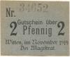 Witten - Stadt - November 1919 - 2 Pfennig 