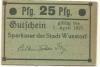Wunstorf - Sparkasse der Stadt - - 1.4.1921 - 25 Pfennig 