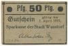 Wunstorf - Sparkasse der Stadt - - 1.4.1921 - 50 Pfennig 