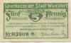 Wunstorf - Sparkasse der Stadt - 15.11.1920 - 1.4.1922 - 5 Pfennig 