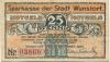 Wunstorf - Sparkasse der Stadt - 15.11.1920 - 1.4.1922 - 25 Pfennig 