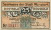 Wunstorf - Sparkasse der Stadt - 15.11.1920 - 1.4.1922 - 25 Pfennig 