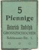 Großzschocher (heute: Leipzig) - Rudolph, Heinrich, Kolonialwaren, Schönauer Str. 1 - -- - 5 Pfennig