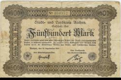 Aachen - Stadt- und Landkreis - 15.9.1922 - 500 Mark 