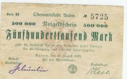 Aalen - Stadt - 23.8.1923 500000 Mark 