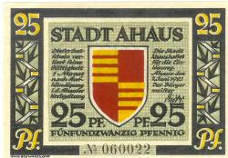 Ahaus - Stadt - 7.6.1921 - 25 Pfennig 