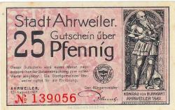 Ahrweiler (heute: Bad Neuenahr) - Stadt - 15.8.1921 - 25 Pfennig 