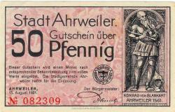 Ahrweiler (heute: Bad Neuenahr) - Stadt - 15.8.1921 - 50 Pfennig 