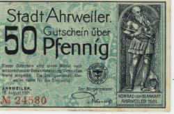 Ahrweiler (heute: Bad Neuenahr) - Stadt - 15.8.1921 - 50 Pfennig 