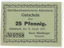 Aidenbach - Darlehnskassenverein - 15.1.1917 - 25 Pfennig 